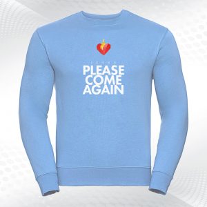 niebieska bluza z motywem chrześcijańskim