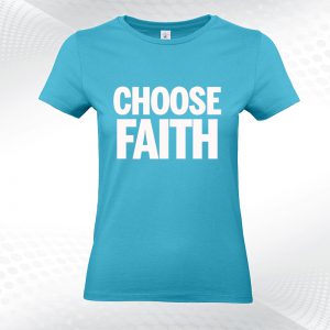 niebieski damski t-shirt choose faith