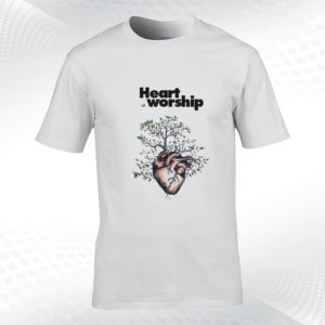 męska biała koszulka z motywem heart of worship